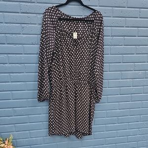 Express Black and White Geometric Long Sleeve Dress Size Large